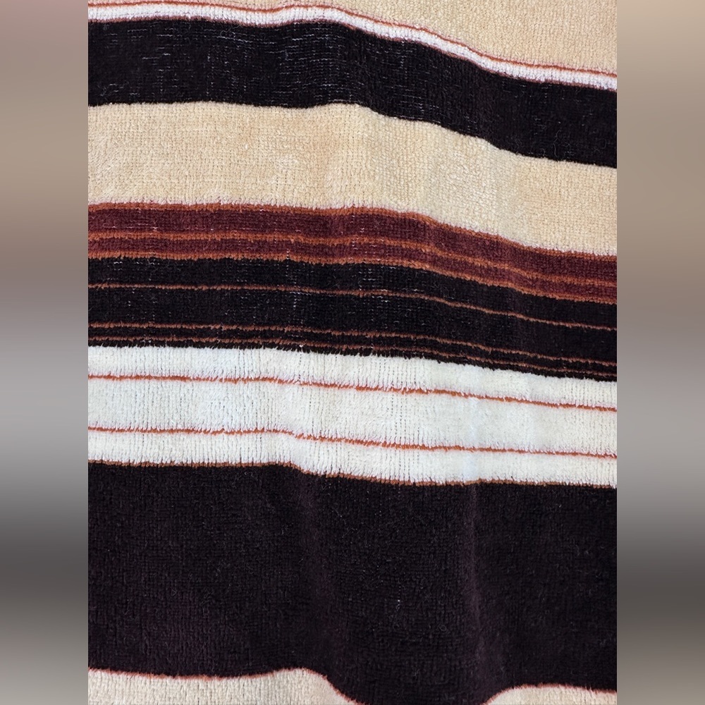 Campus Velour vintage longsleeve stripe polo various shades of brown size Medium - Picture 3 of 8